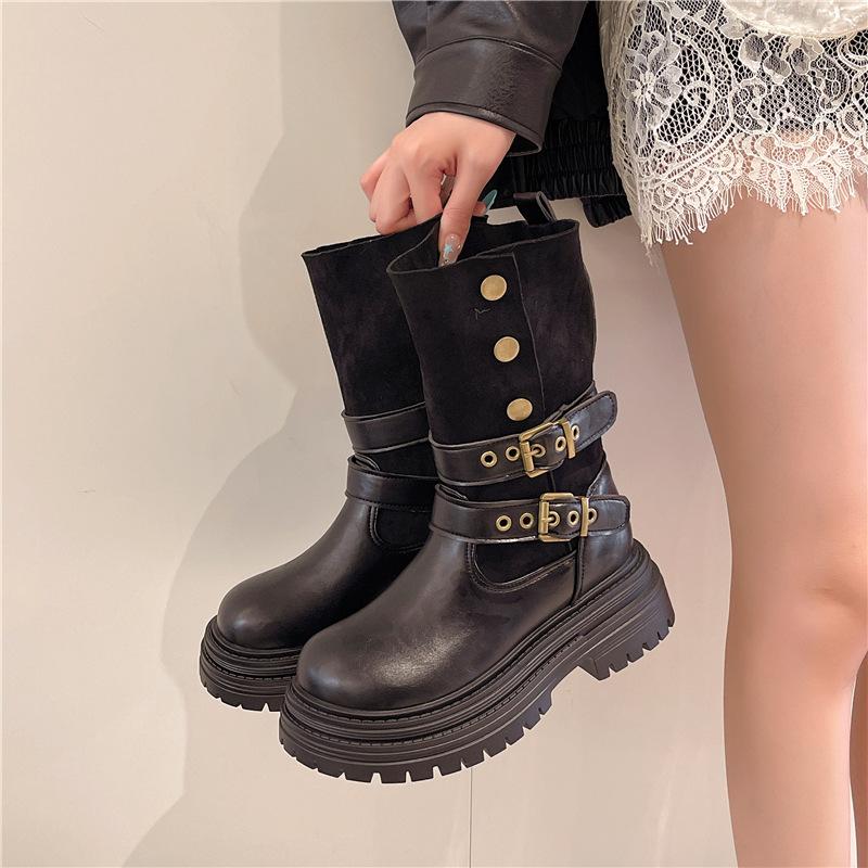 Korte bruine Martin boots voor dames 2025 nieuw herfst en winter retro Maillard dubbel draagbaar dikke zool hoogteverhogend veelzijdig korte laarzen