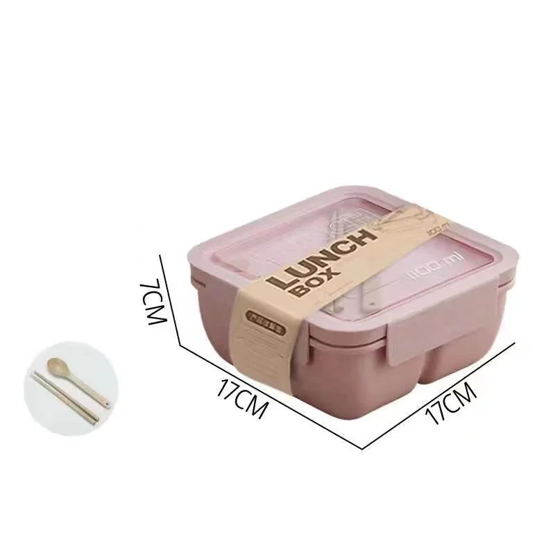 850/1100ml Wheat Straw Japanese Lunch Box Rectangle/square BPA Free Bento Boxes for Students Portable Food Storage Container
