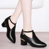 Lady Casual Street Autumn Media Heels Shoes Leathers Women High Quality Square Heel Short Ankle Boots Botas Femininas