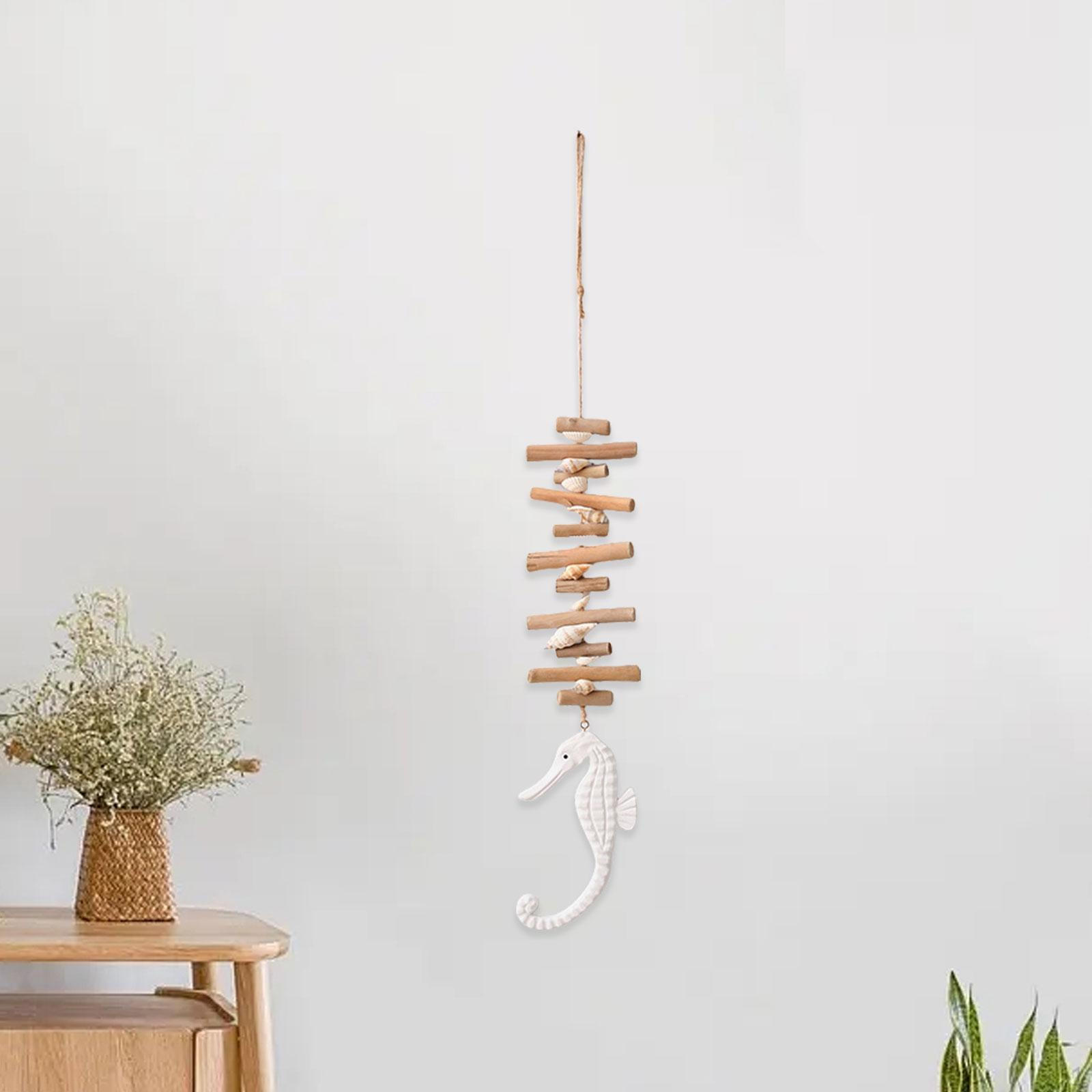 

Ракушка морской конек Деревянная настенная подвеска украшение средиземноморский стиль винтажное украшение для белый