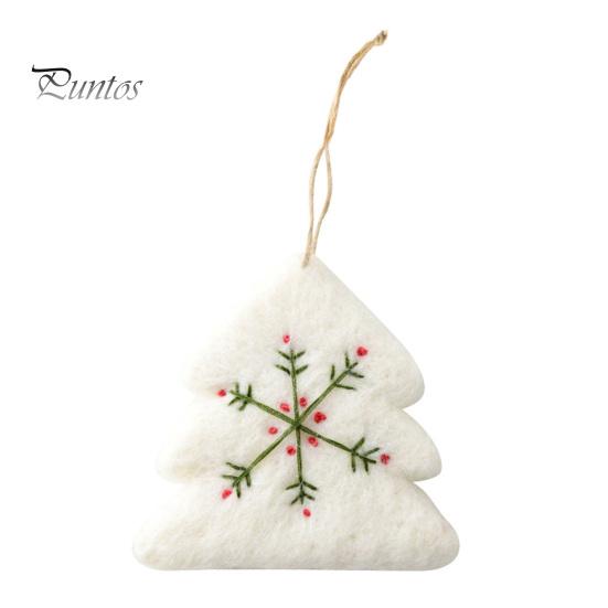 Reusable Felt Festive Wall Hangings Christmas Snowflake Ornament, Handmade Wool Tree/Heart/Snowflake Shaped Handcrafted Seasonal Decor Tree