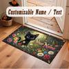 Mushroom Forest Theme Crystal Velvet Floor Rug Personalized Custom Name Text Warm Carpet Home Decoration
