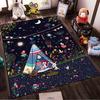 Whimsical Night Forest Carpet with Animals and Teepee Print Suitable for Use As an Anti-slip for Living Room Bedroom Sofas