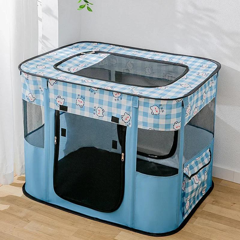Foldable Pet Playpen Oxford Cloth Indoor Outdoor Tent Fence Storage Bag Puppy Cat Small Animal Easy Assemble Portable Play Pen