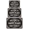 Happy Place Vintage Statement Tin Metal Sign Funny Rustic Style Metal Garden Door Sign for Entryway Porch Patio Home Decor