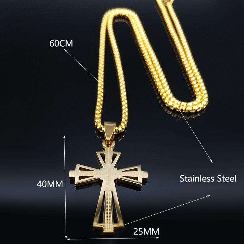 Cross Stainless Steel Necklace Men Gold Color Chain Necklaces Anniversary Birthday Gift Jewerly