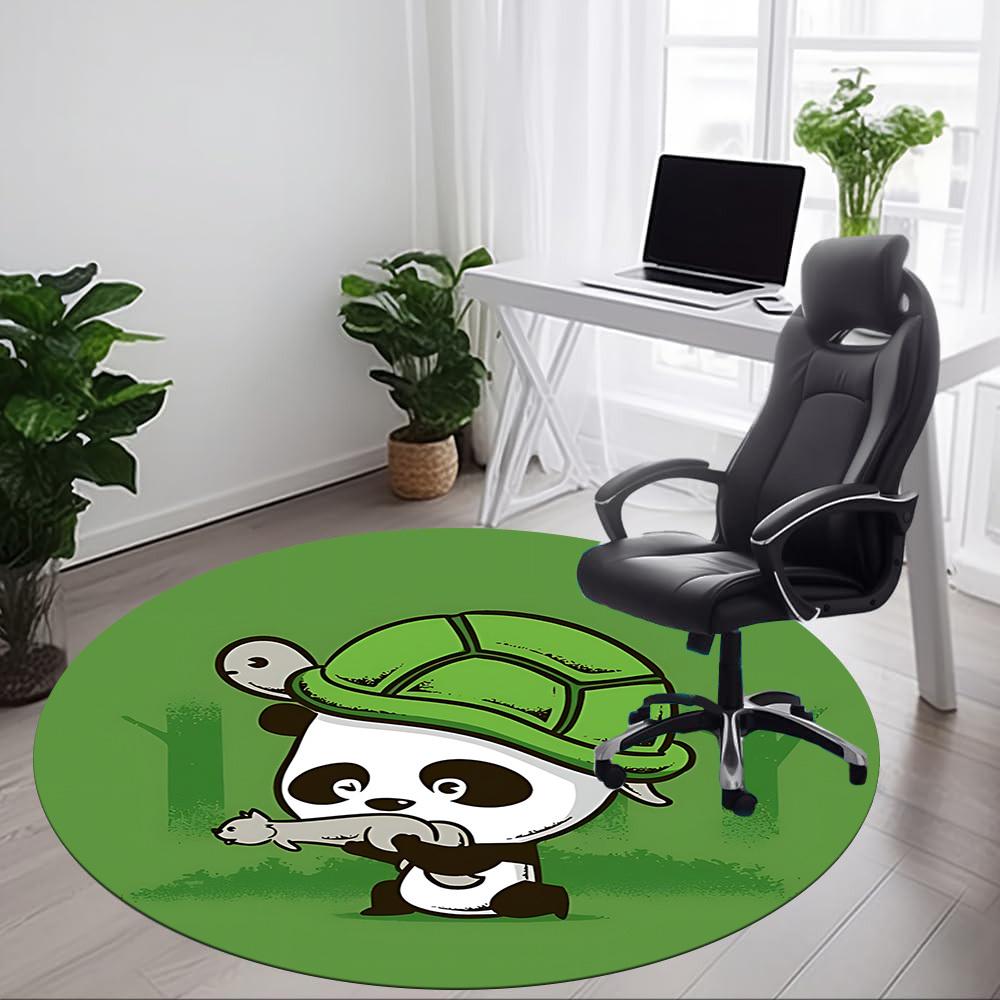 1pc Panda Turtle Pattern Office Round Area Rug, Indoor Mat Suitable For Office, Under Office Chairs Bedroom Living Room Home Decor, Room Deco