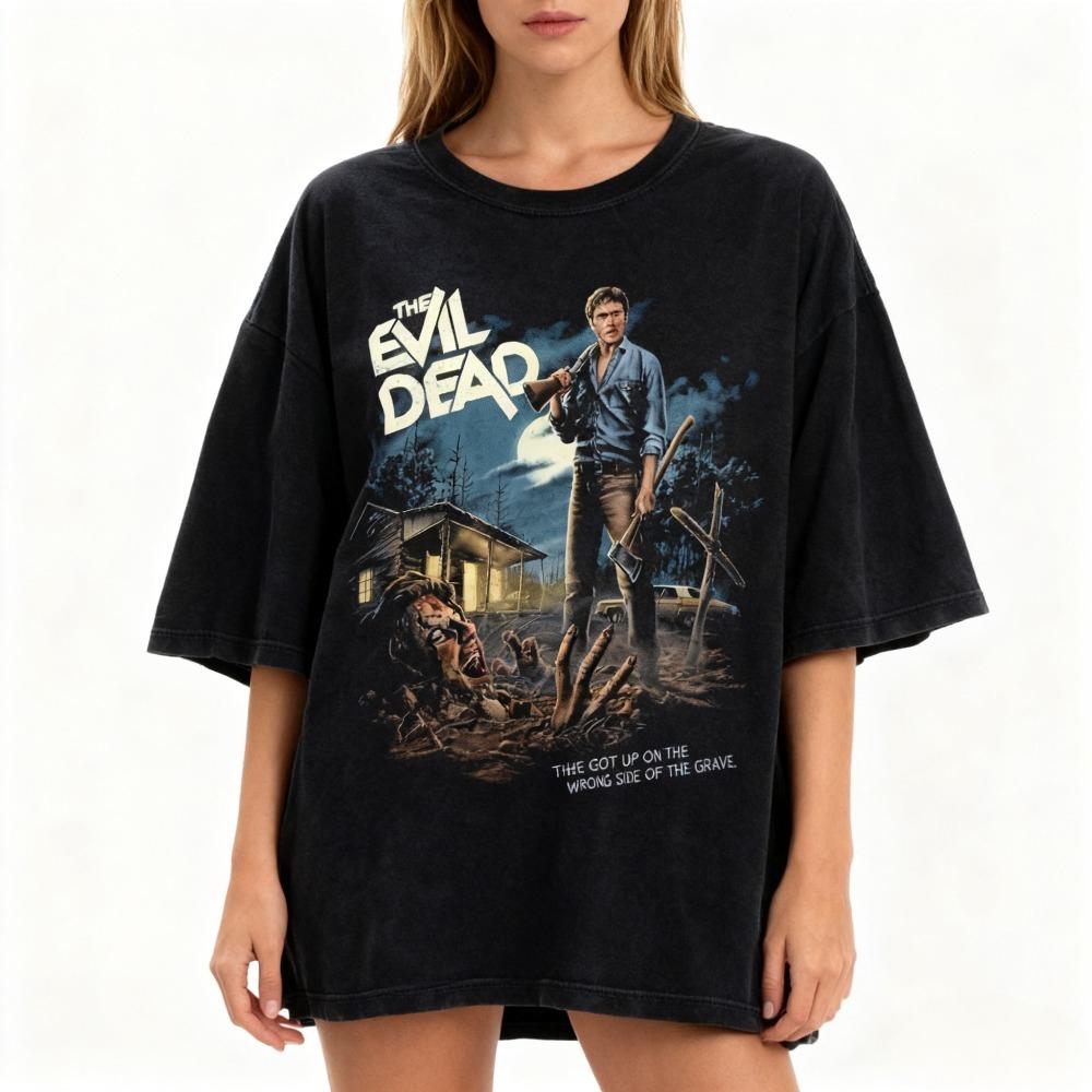 Vintage Tee Ash Williams Retro Horror Shirt Clothing Graphic Street Y2K Short Sleeve Shirt Unisex Women AllSeason Tops Clothing