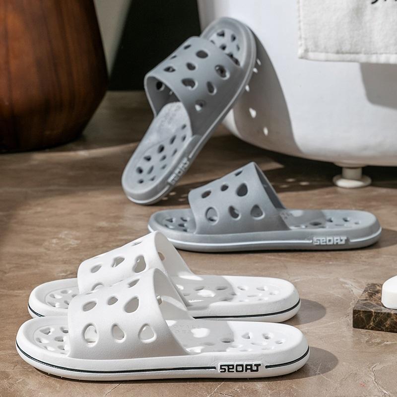 Summer Large Size Non-slip Water Leakage Quick Dry Hollow Indoor Couple Thick Bottom Sandals Slippers