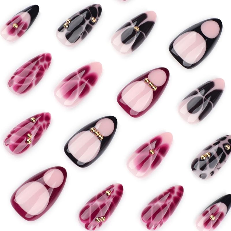 Uña Postiza Almendrada Uña Falsa Brillante Adhesiva Uña Natural Cubierta Completa Uña Falsa Acrílica Adhesiva para Mujeres