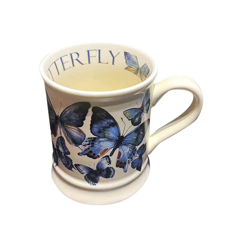 Tazza Ceramica Farfalla Blu Britannica Tazze Ceramiche Casa Caffè Tazza Acqua da Ragazza Alto Livello Estetico Ufficio Tazza Grande Capacità