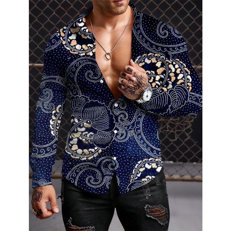 Long Sleeved Ethnic Style Shirt Men's Autumn Oversized Shirt With Lapel Button Long Sleeved Shirt Men's Outdoor Casual Shirts