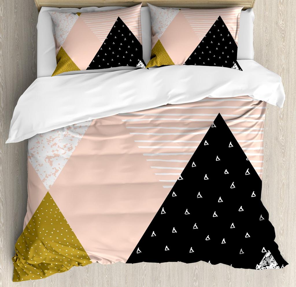 Triangles Duvet Cover For Teens Adults Lightweight Quilt Cover With 2 Pillowcase Colorful Abstract Geometric Pattern Bedding Set
