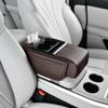 Car Armrest Cushion with Tissue Box Bottle Cup Holder And Phone Storage Pocket Auto Interior Arm Rest Pad for Truck Vehicle