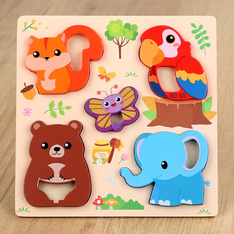 Wooden Educational Animal & Transport Puzzle Blocks for Kids