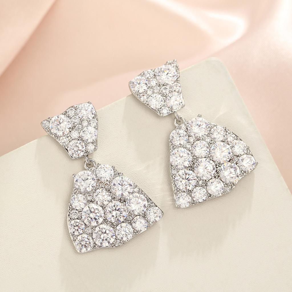 Geometric Pearl Drop Earrings With Cubic Zirconia For Elegant Women
