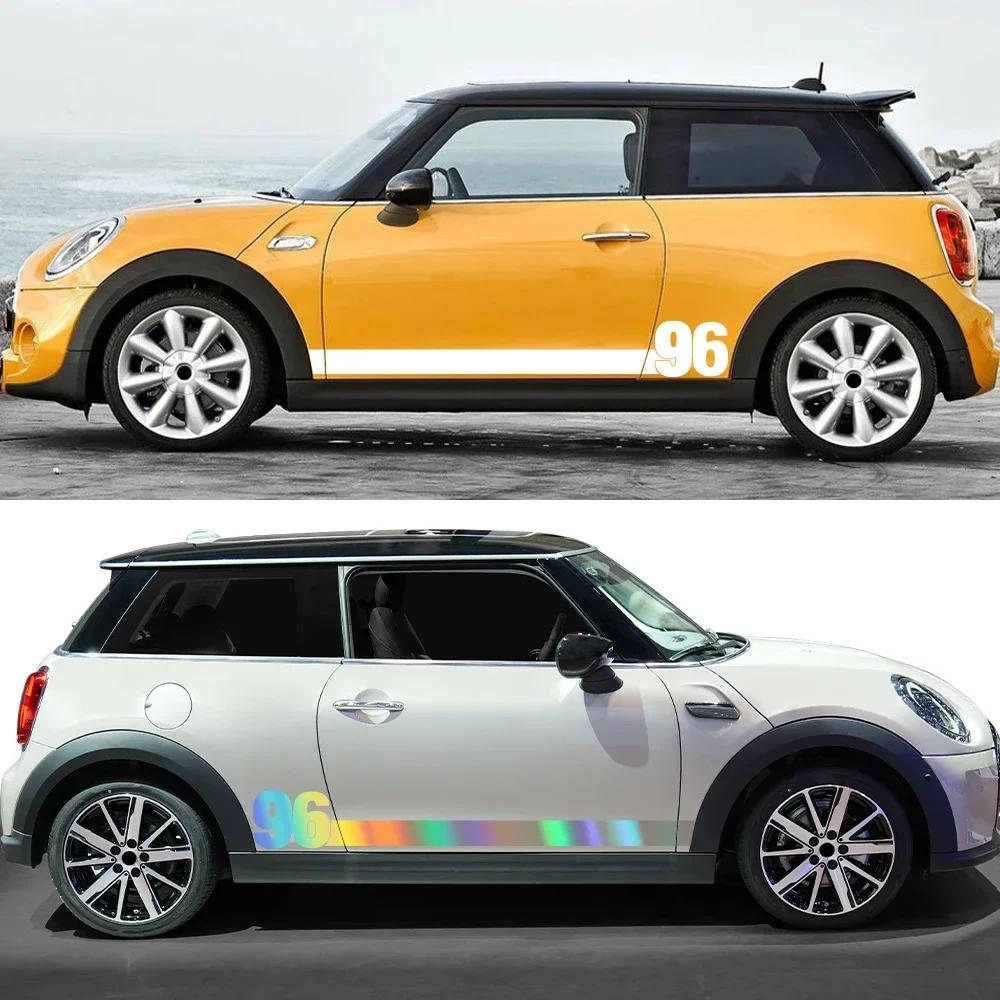 2 Stück Auto Karosserie Seiten Taille Linie Aufkleber Nummer 96 Vinyl Decals Auto Dekoration Aufkleber Zubehör Für Mini Cooper JCW Countryman