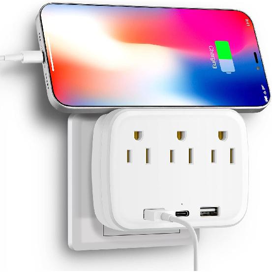 Outlet Extender, Multi Plug Outlet Splitter with USB C Ports, USB Wall Charger for Home Office Accessories, Dorm Room Essentials