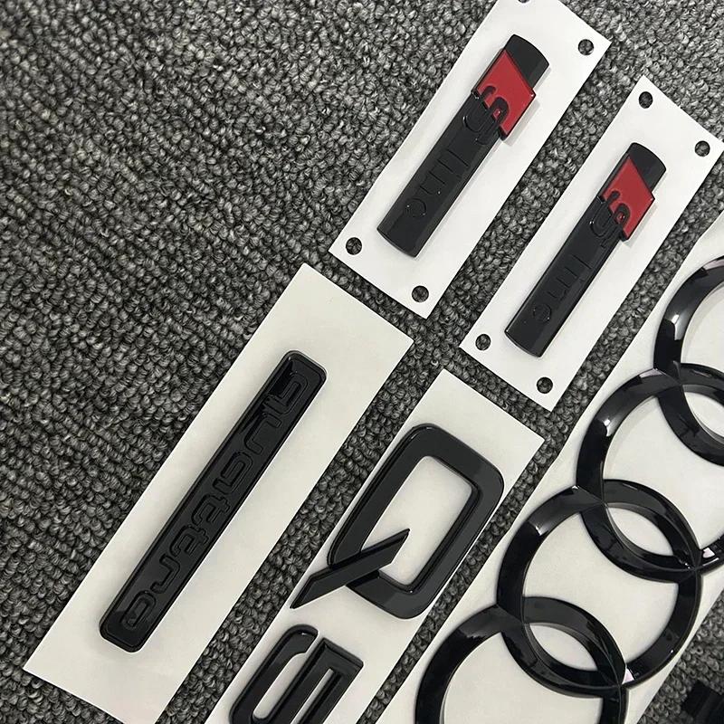 For Audi RS3 285mm For Audi Q5 2014-2019 4Ring Logo ABS Black Car Hood Front Grill Emblem Rear Trunk Badge Q5 Sticker Quarrto Sline Emblem