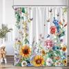 Watercolour Floral Butterflies Shower Curtains Yellow Purple Flower Green Plant Butterfly Minimalist Bathroom Decor Bath Curtain