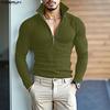 INCERUN Autumn Men Stand Collar Long Sleeve Zip-up Rib Knitted Pullovers Tops