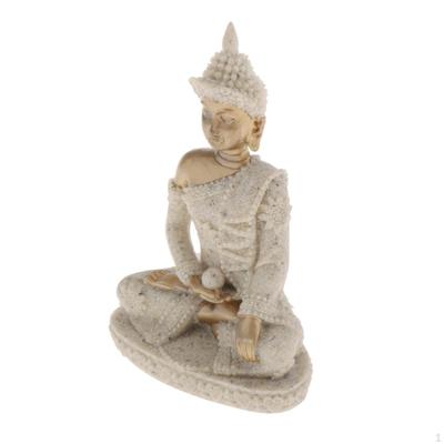 Thai Sitting Buddha Statue Carved Sandstone Hindu Religion Figurines Sculpture for Home and