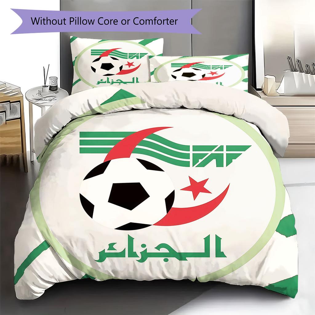 Algeria National Football Team Pattern Bedding,Quilt Set Quilt Cover Pillowcase Home Birthday Gift(1 * duvet cover + 2 * pillowcase, without core)