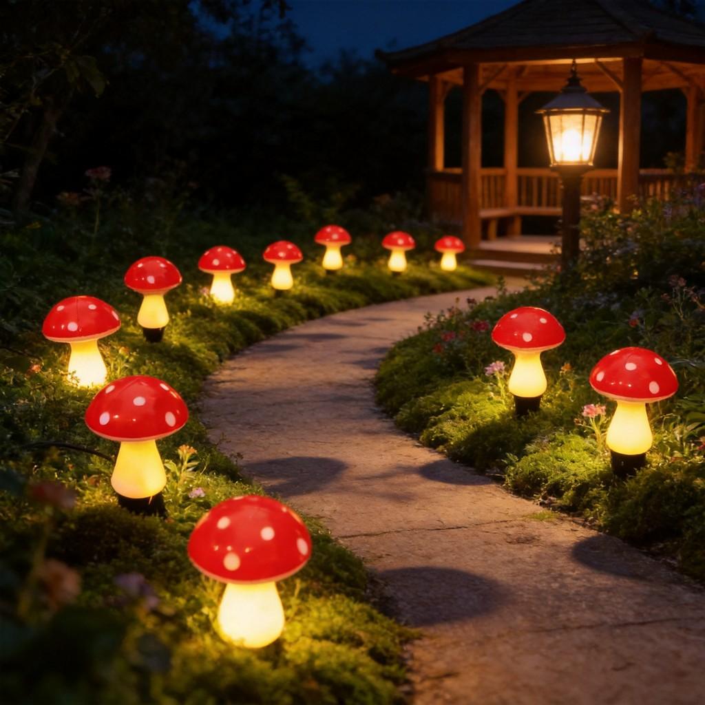 Solar Mushroom Garden Lights With 8 Modes For Outdoor Pathway Decor
