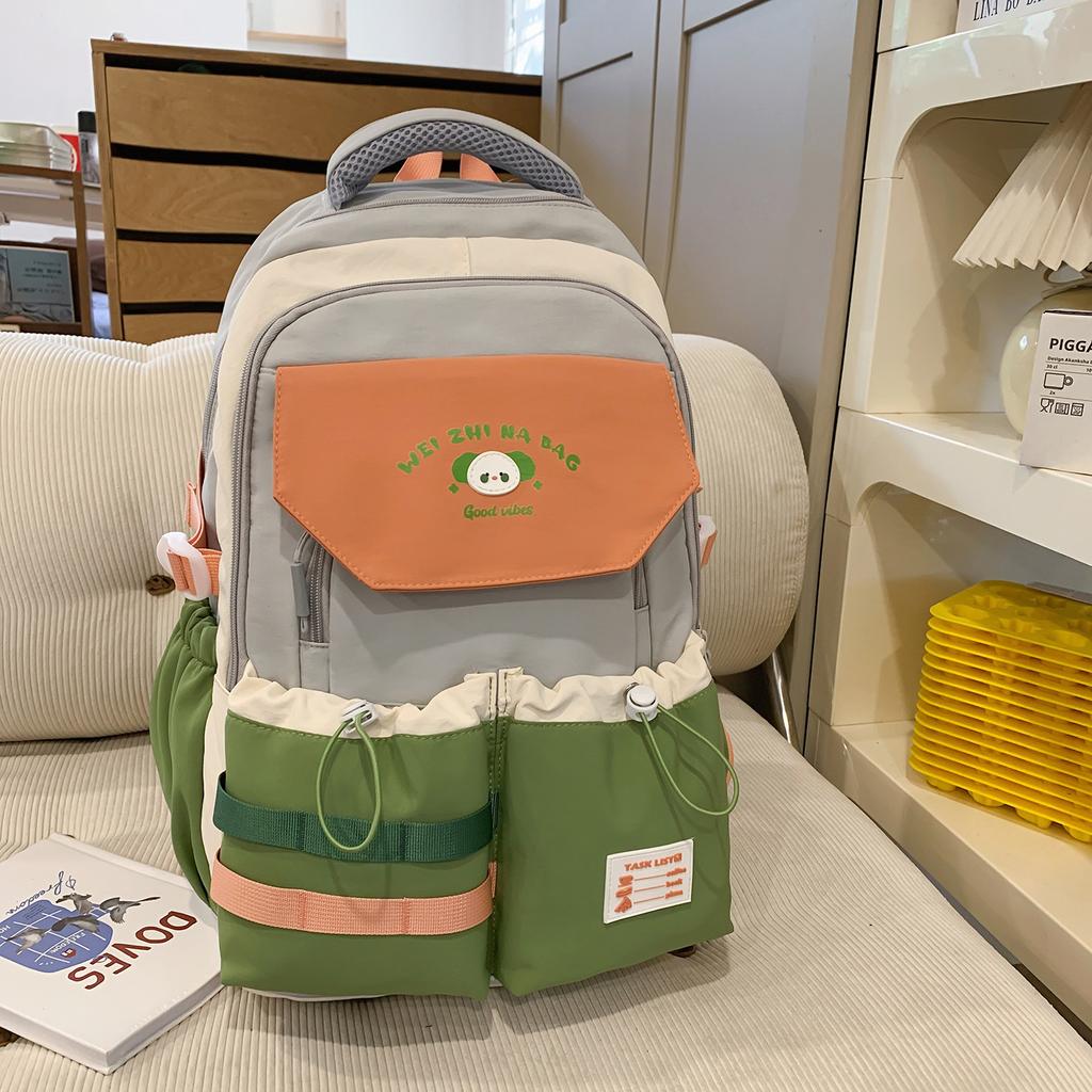 Schoolbag Backpack Large Capacity Contrasting Color Matching Cute Dopamine Backpack Leisure Korean Junior High School Campus Schoolbag Wholesale