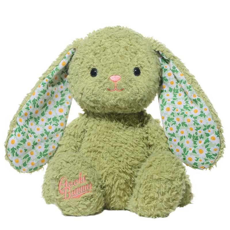 Cartoon High Quality Floral Long-eared Rabbit Plush Doll Soft White Purple Green Bunny Plush Appease Toy Gift for Girls