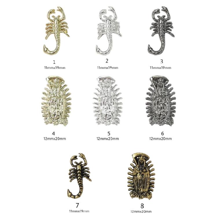 Embossed Nail Charms 3D Scorpion Nail Art Accessories for DIY Nail Art Design