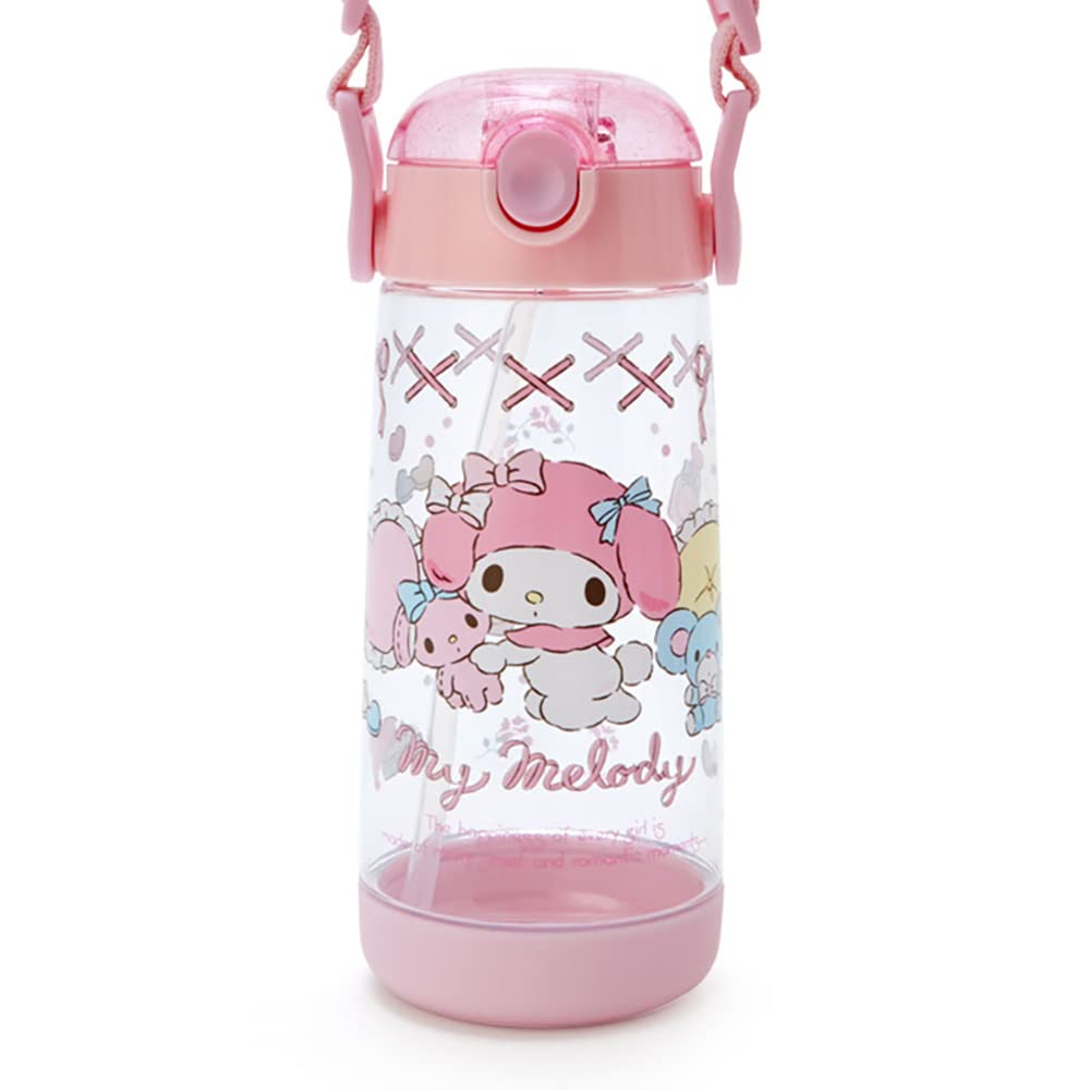 Sanrio Water Straw Direct Plastic My Cold Water Shoulder Strap Name Sticker 181871 Children's Bottle, Bottle, 480ml, Drinking, One-Touch, Lightweight,