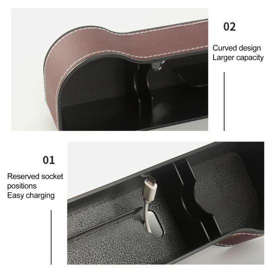 Car Seat Gap Filler Organizer Faux Leather Storage Box with Phone Slot Sunglasses Compartment RFID Protection Non-Slip Silicone Universal Car