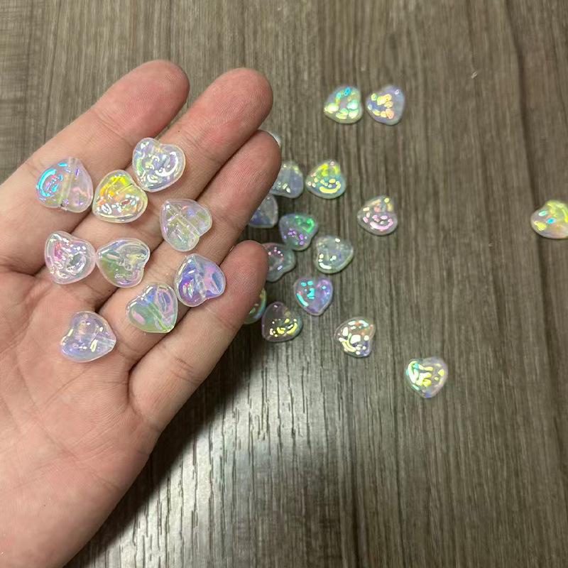 Acrylic Iridescent Heart Mermaid Beads for DIY Bracelets & Necklaces 13.5mm x 13.7mm