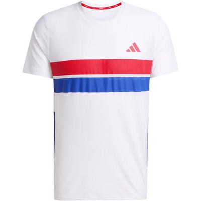 adidas Adizero Retro Running Tee White Blue Red JD7315