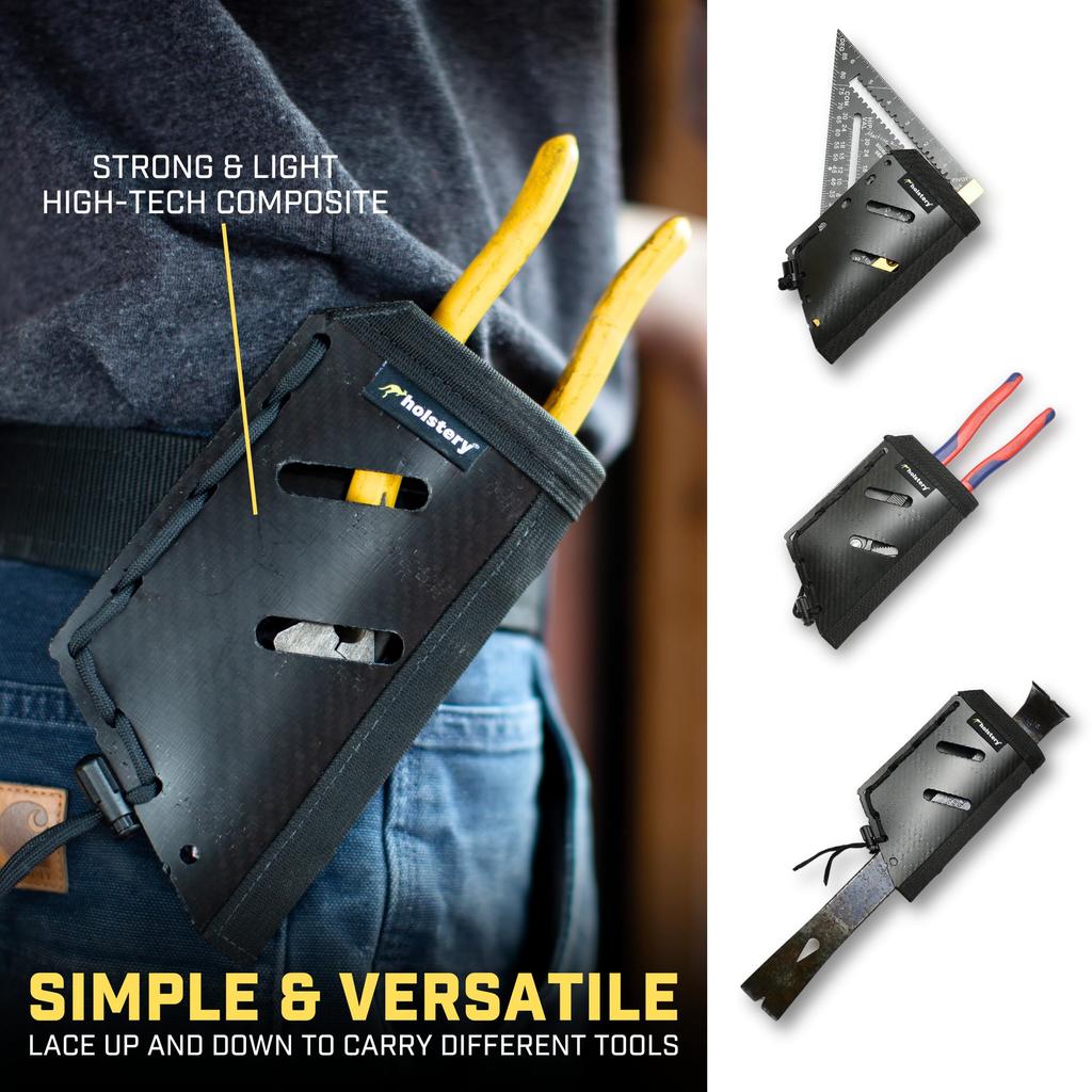 Jolly Roger Hammer and Tool Holster Adjustable Tool Belt Holster for Flat Bar Clip-on - Hammer, Hatchet, Mallet, Pliers, Square, Screwdriver, (Right