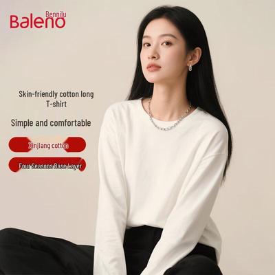 Baleno Women's Pure Cotton Long Sleeve Crew Neck Top