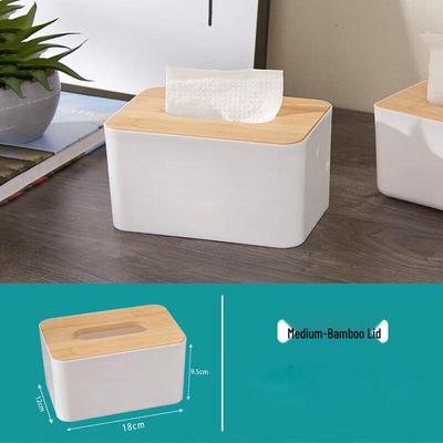 Bamboo Wood Lid Desktop Tissue Box