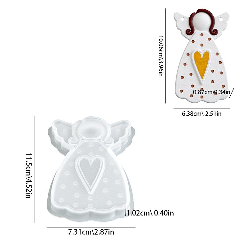 1Pc Silicone DIY Plaster Mold Pendant Hanging Ornament Dot Christmas Tree Heart Faceless Angel