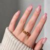 Hochwertige tragbare künstliche Nägel im Mandel-Nude-French-Stil – mittellange und lange Nagelspitzen