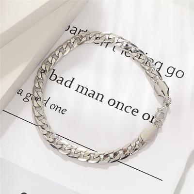 Stainless Steel Hip Hop Chain Bracelet for Men Metal Link Chain Wristband Classic Punk Jewelry