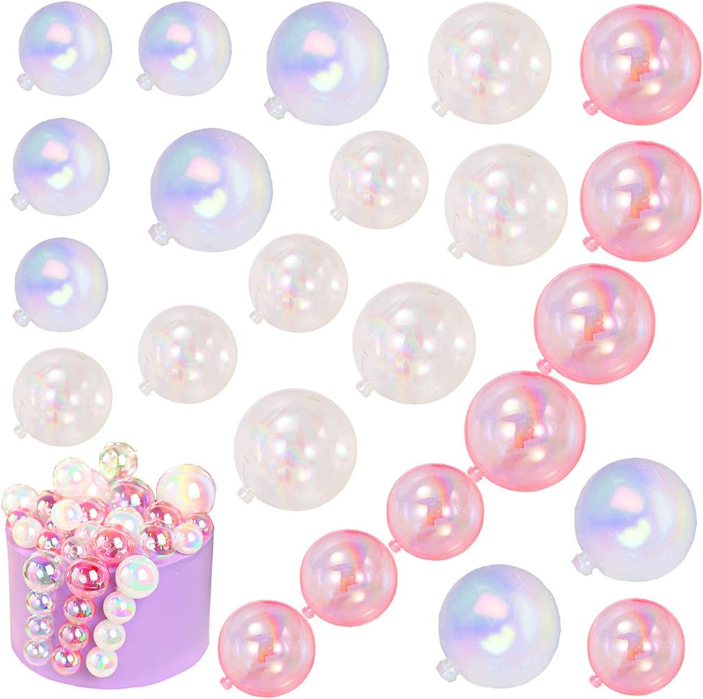 24PCS Bubble Balls Mini Balloon Cake Topper Pearl Insert Cupcake DIY Decoration for Wedding Anniversary