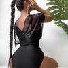 Shencai Sexy Europäischer & Amerikanischer Stil High Waist Einfarbig Jumpsuit mit Mesh V-Ausschnitt Oberteil, Hot Item X08