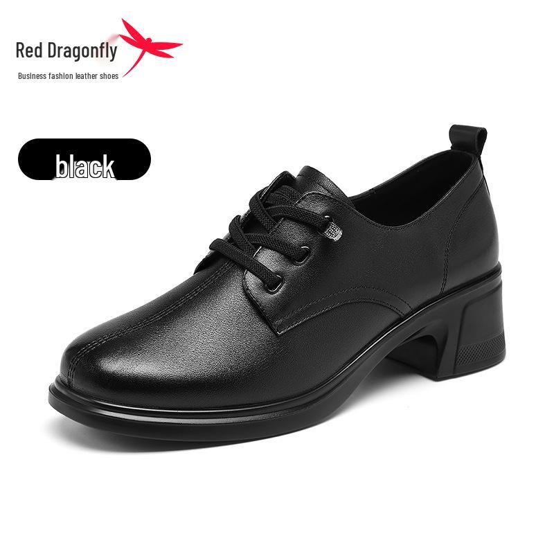 Red Dragonfly Women s Genuine Leather Chunky Heel Shoes - 2025 Spring New Arrivals. 40