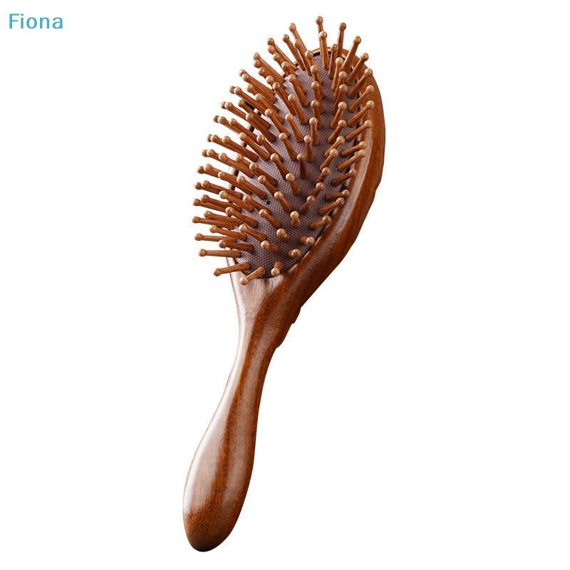 Hand Carved Sandalwood Comb Oval Shape Wooden Air Cushion Comb Styling Brush Fine-Toothed Scalp Massage Brush