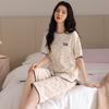 Pajamas Women's 1011 New Summer Pure Cotton with Chest Pad Summer Short-sleeved Cropped Pants Thin Wave Point Loungewear Set