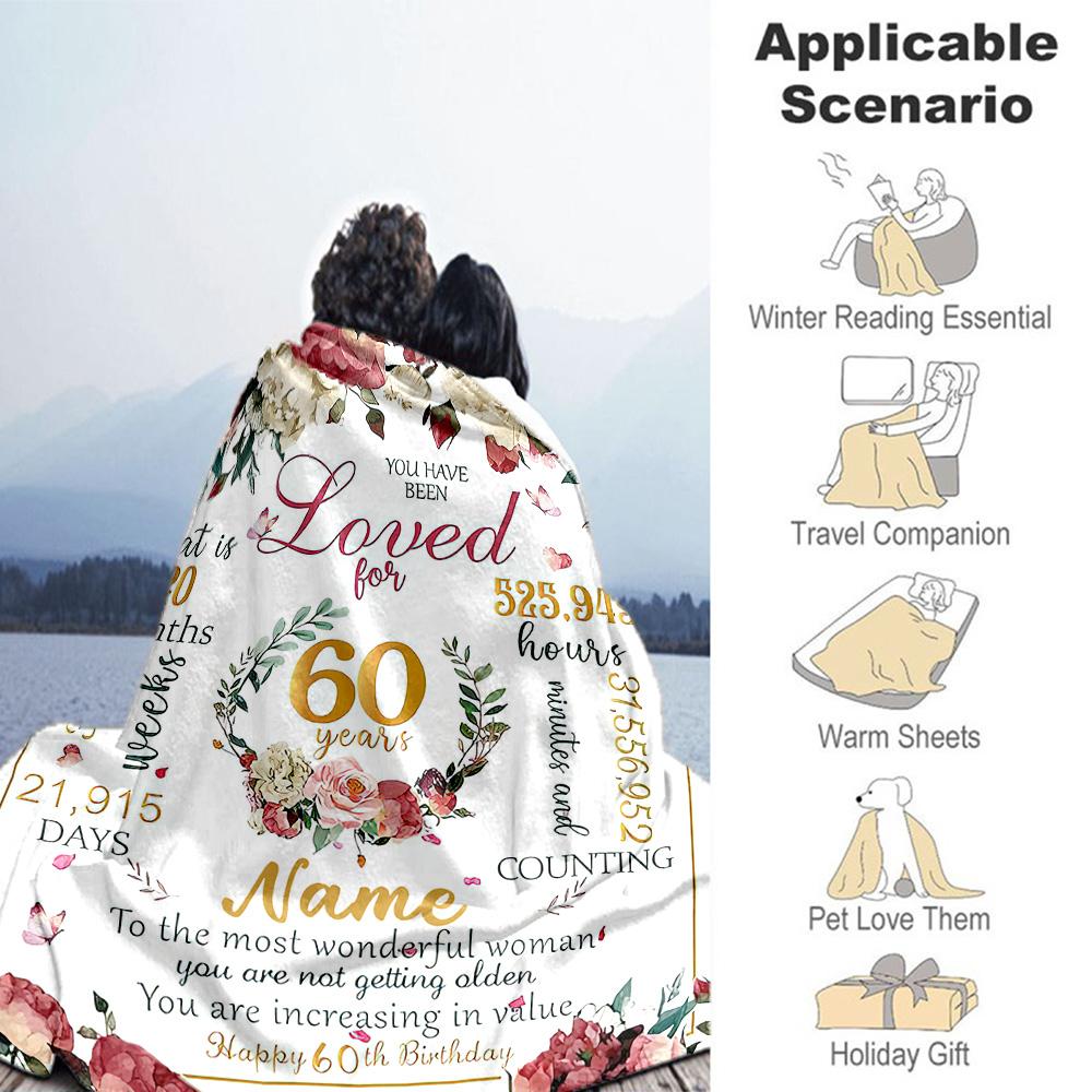 Birthday Customize Your Name Blanket Multi-purpose Personalized Blanket Ultra-Soft Perfect for Office Nap Seaside Bed Four Seasons Universal