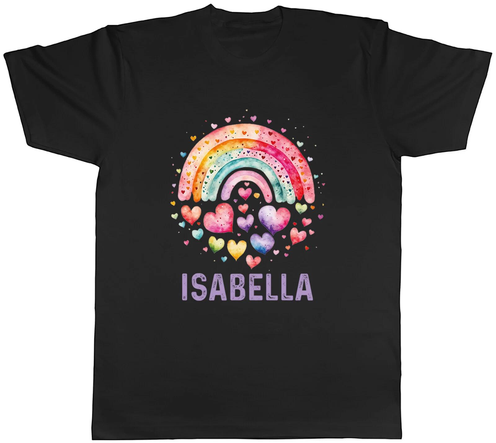 Personalised Rainbow Hearts Mens T-Shirt Any Name Water Colour Tee Gift XXXXL