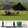 Heavy-Duty Black Oxford Cloth Tarp: Portable, Rainproof, Sunshade for Outdoor Camping, Picnic, Beach, Courtyard
