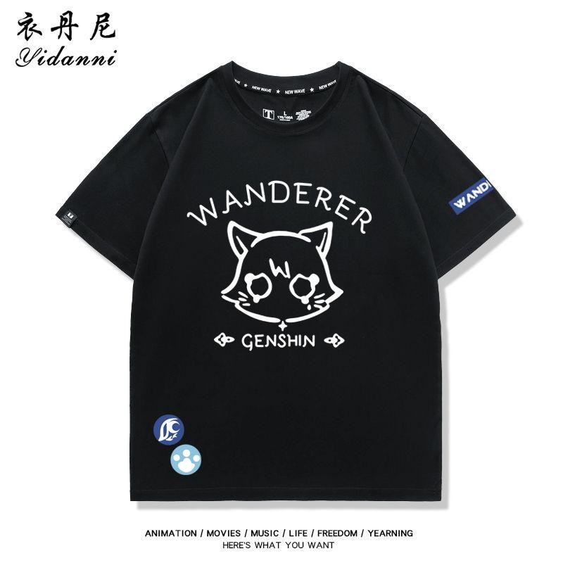 Spiel Genshin Impact Serie Wanderer Druck T-Shirt Kurzarm Sommer T-Shirt Unisex Kleidung Damenbekleidung Mode Lässige Oberteile